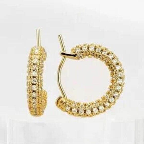Jewelry - GOLD 18k Plated Rhinestone Oval Hoop Earrings Gift Minimalist